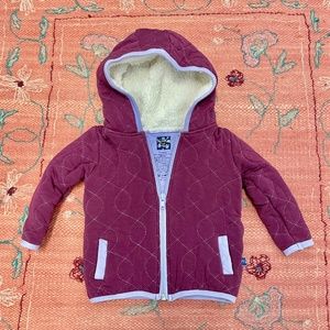 Kickee Pants Quilted Zip Up Jacket with sherpa lined Hoodie
